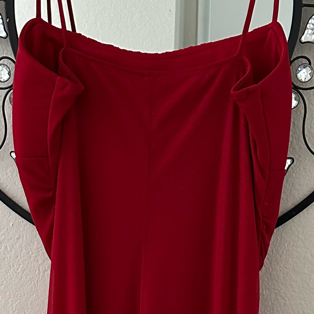 🌻Red High-Low Ruched Dress - Picture 6 of 7
